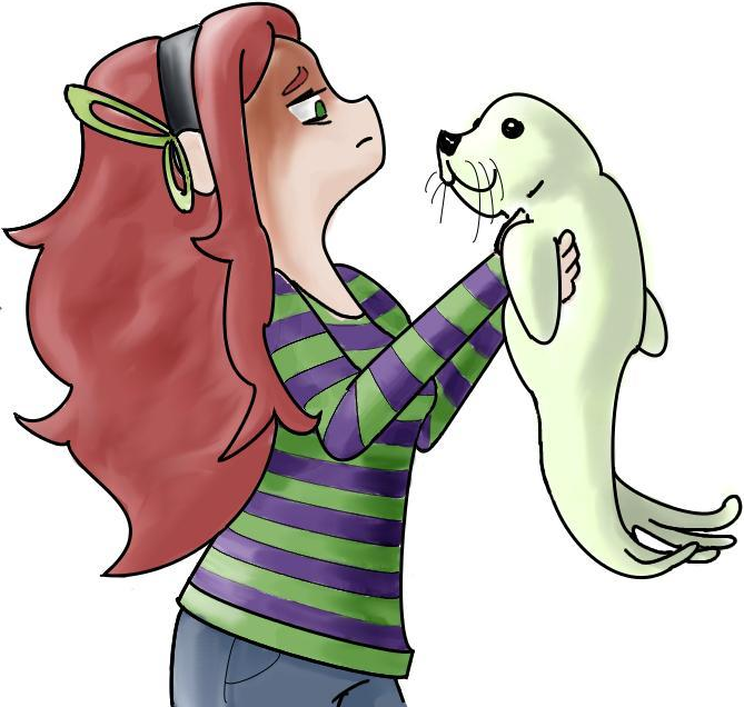 Vivian with a baby seal.png